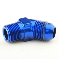 An Hose Adapter Fitting - Male 3/8" NPT To Male #8 / 45 Degree-Blue
