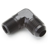 An Hose Adapter Fitting - Male 3/8" NPT To Male #8 / 90 Degree-Black