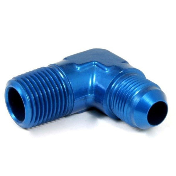 An Hose Adapter Fitting - Male 3/8" NPT To Male #8 / 90 Degree-Blue