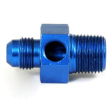 An Adapter For Pressure Gauge - Male 3/8" NPT To Male #6 - Blue