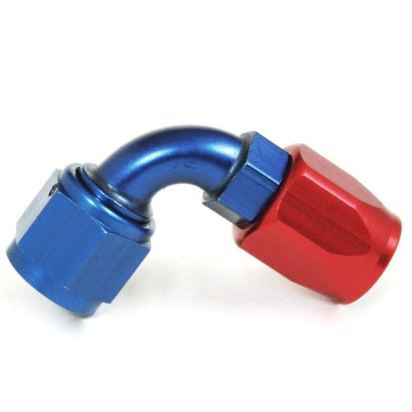 An Hose End Fitting - Female #10 / 90 Degree-Blue/Red
