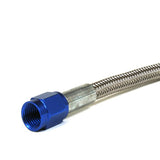 An Stainless Steel Braided Brake Line - Length 18" With #3 Blue Ends