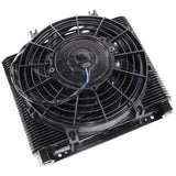 Mesa 72 Plate Oil Cooler/Electric Fan Kit W/Thermostat, AN Hose, Blue Fittings - Moore Parts