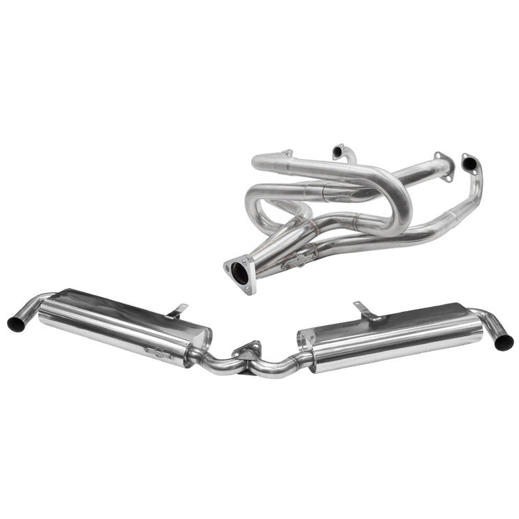 RACING USE ONLY! Stainless Steel 1 - 3/4" Merged Exhaust Header W/Dual Muffler - Moore Parts