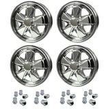 Set Of 4 15" X 4 - 1/2" & 5 - 1/2" Porsche 5 Lug Chrome Empi 911 Alloy Wheels & Lugs - Moore Parts