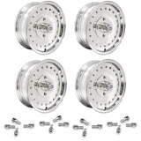 Set Of 4 15" X 5 - 1/2" Vw Bug 4 Lug Polished Empi Smoothie Wheels & Lug Bolts - Moore Parts