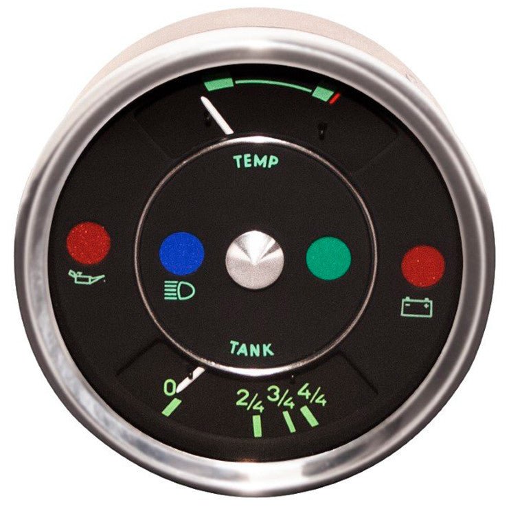 VDO 519848 "356 Series" Oil Temp / Fuel Level Gauge With Warning Lights 4" - Moore Parts