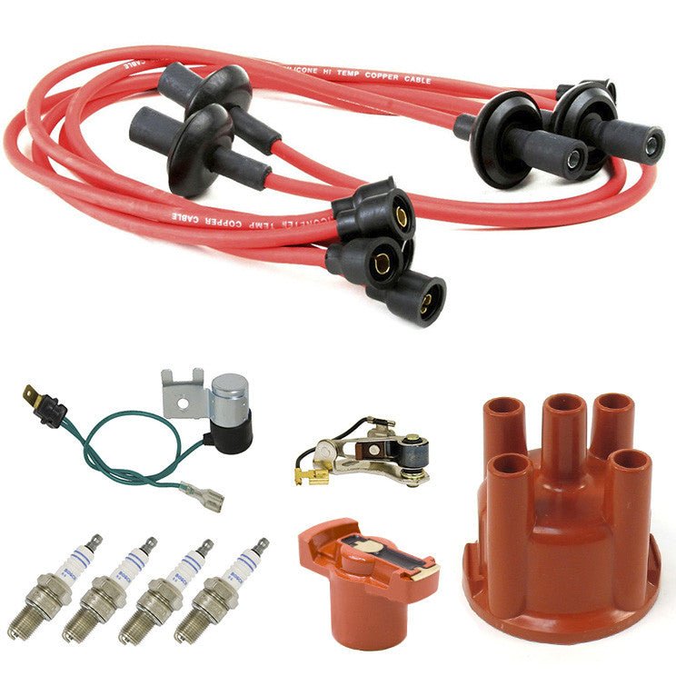 Vw Bug 009 Distributor Tune Up Kit, Cap Rotor Points Condenser Red Wires - Moore Parts