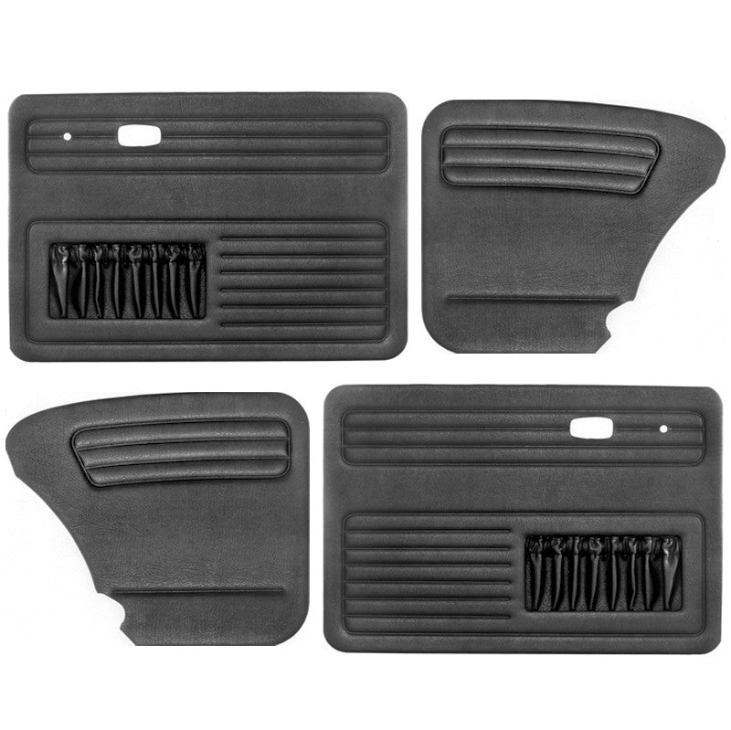 VW Bug Door Panels W/ Pockets 1965 - 1977, Set Of 4 Black Vinyl - Moore Parts