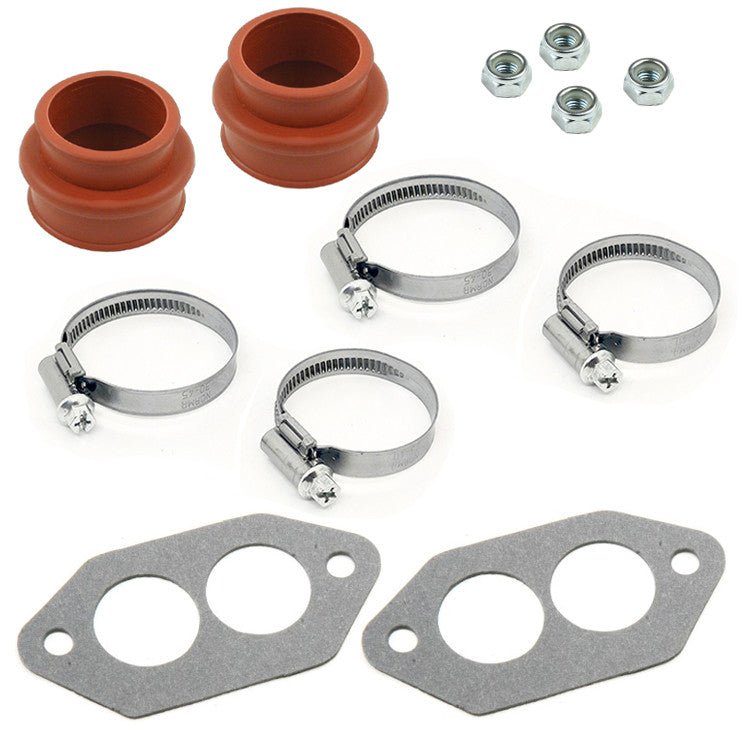 Vw Bug Dual Port Intake Boot Kit, Silicone Boots, SS Clamps, Gaskets & Nuts - Moore Parts