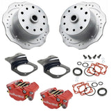 Vw Bug Rear Red Wilwood Disc Brake Kit 1958 - 1967, Scalloped Brake Rotors 5 Lug Porsche/Chevy Pattern - Moore Parts